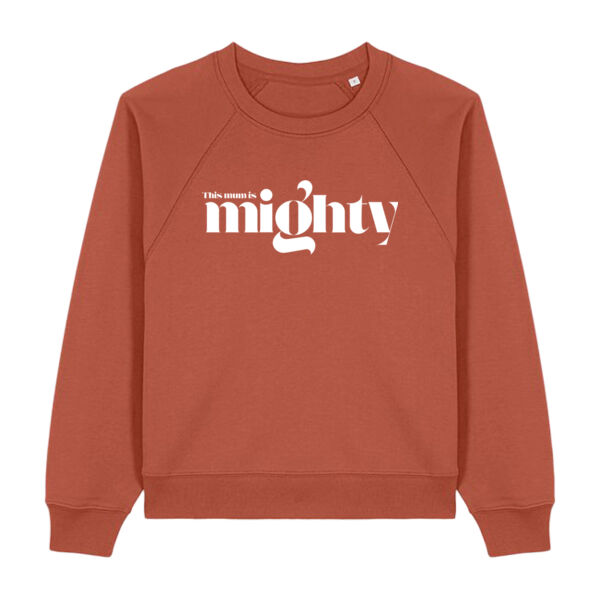 This mum is Mighty Metallic White text Slogan Sweatshirt Thumbnail